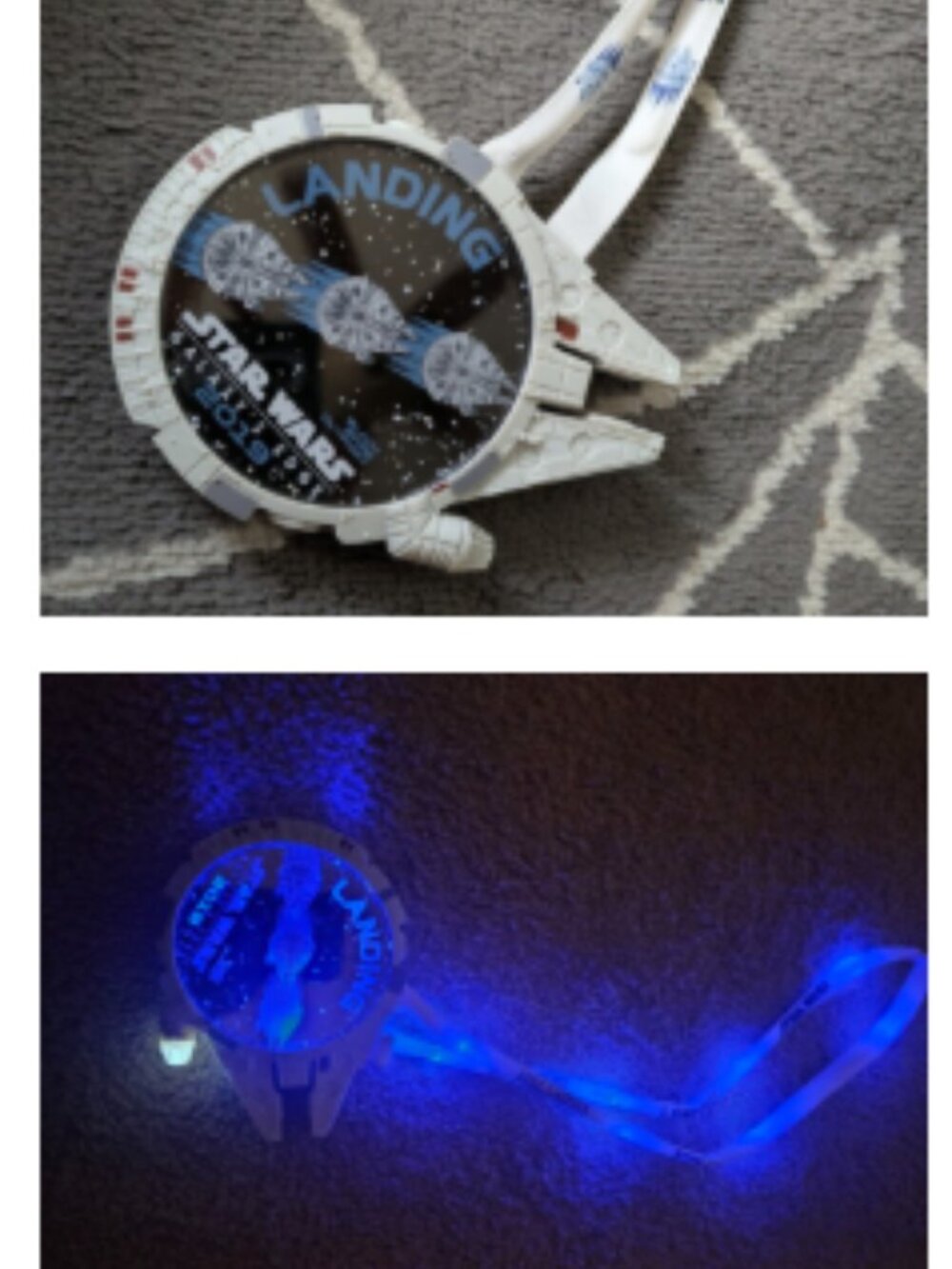 Star Wars Blue LED Millenium Falcon Light Up Lanyard Disney